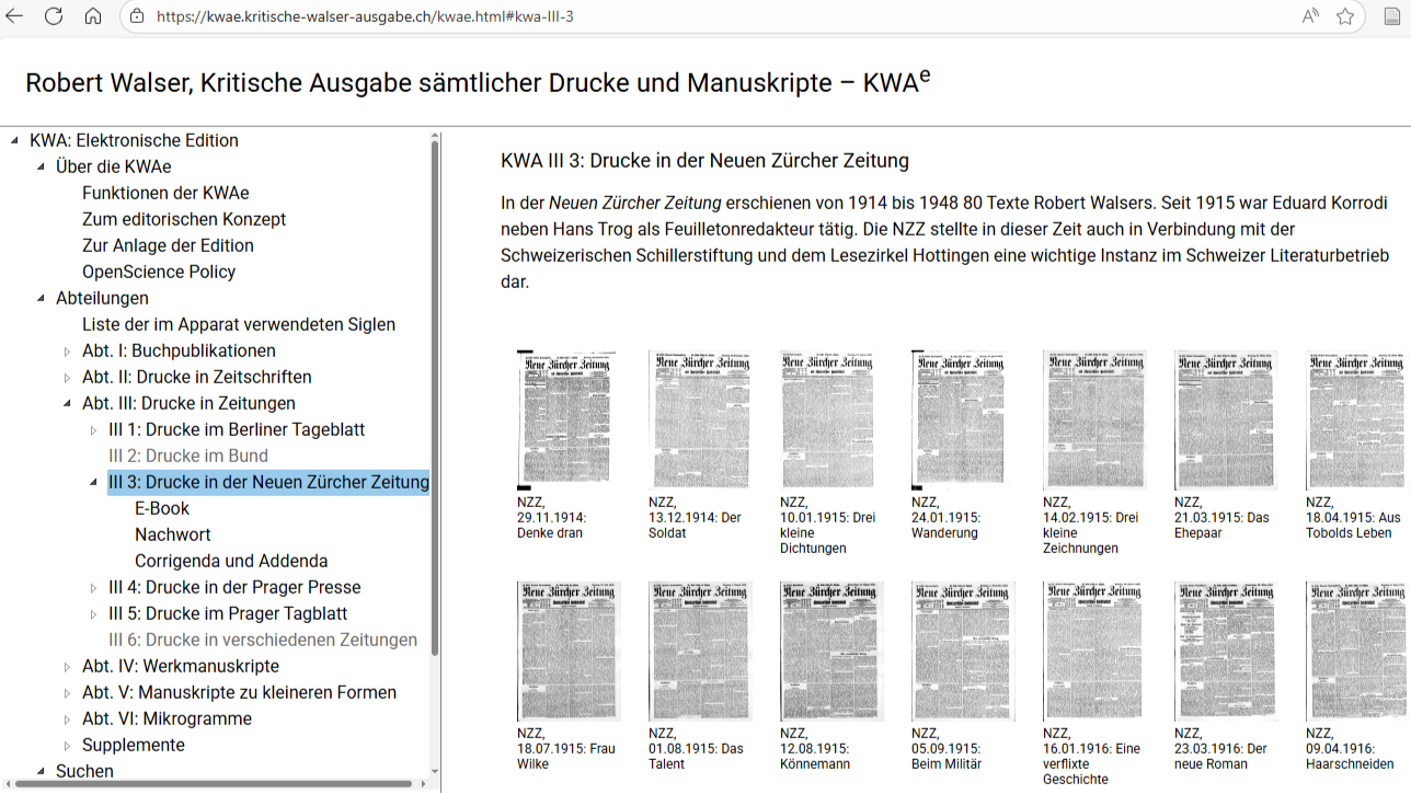 Einstiegsseite KWAe mit neuer Baumstruktur